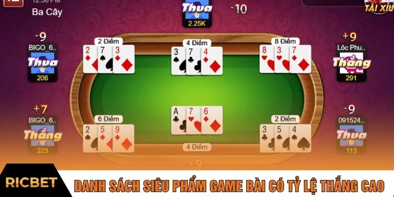 Danh sách siêu phẩm game bài có tỷ lệ thắng cao